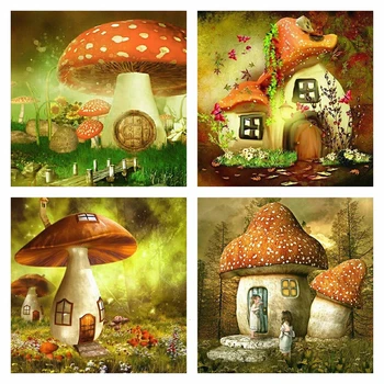 

Evershine Diamond Embroidery Full Set Needlework Cross Stitch Landscape Mosaic Paintings Mushroom Picture Of Rhinestones