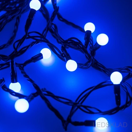 025576 Светодиодная гирлянда ARD-BALL-CLASSIC-D13-20000-BLACK-200LED BLUE (230V 14W) (ARDCL IP65)-1шт. Arlight | Лампы и