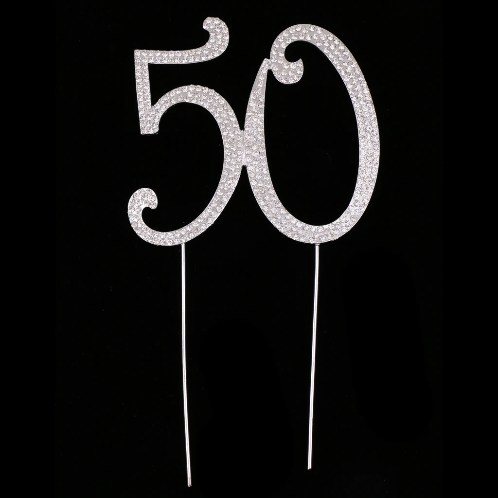 Юбилей украшение для именинного торта 50th номера свадебное ожерелье со стразами