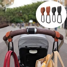 

PU Leather Baby Stroller Accessories Hooks Baby Hanger Diaper Bag Rotate 360 Degree Rotatable Velcro Cart Organizer Pram Hook