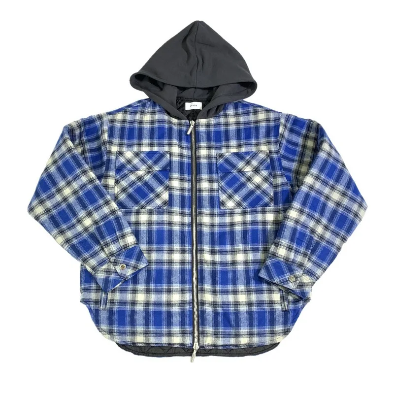 19FW RHUDE куртки с капюшоном для мужчин и женщин 1:1 лучшее качество клетчатая рубашка