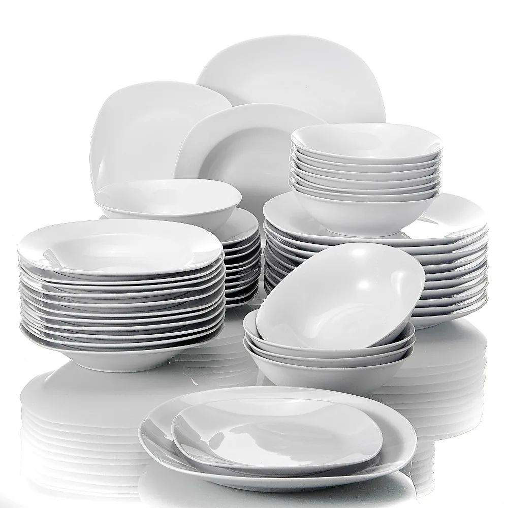 US $104.25 Malacasa Elisa 48Piece Porcelain Tableware Dinner Set Cereal Bowls Dinner Soup Dessert Plates Set Service For 12 Person