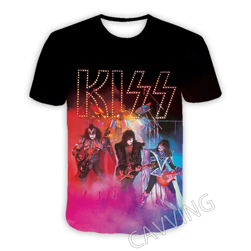 CAVVING 3D Printed KISS Rock Band Casual T-shirts Hip Hop Tee Shirts Harajuku Styles Tops Clothing for Men/women T02 | Мужская одежда