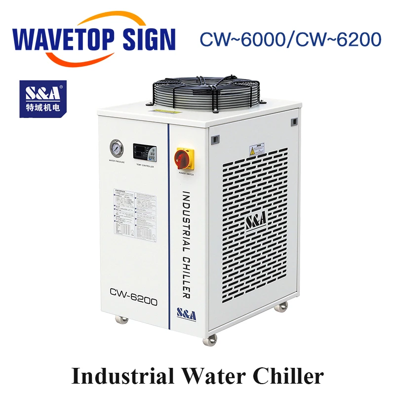 WaveTopSign S&A CW-6000AH CW-6200AH CW-6200BI индустриальный Воздушный Чиллер для воды для 300 Вт 600 Co2 Стекло лазерная трубка б/у Чиллеры
