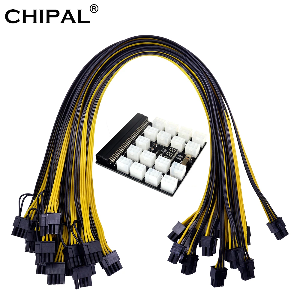 optical cord CHIPAL 64Pin Power Module Breakout Board + 17pcs 12pcs 18AWG 70cm 6Pin to 6+2 8Pin Power Cable for HP 1200W 750W PSU usb transfer cable