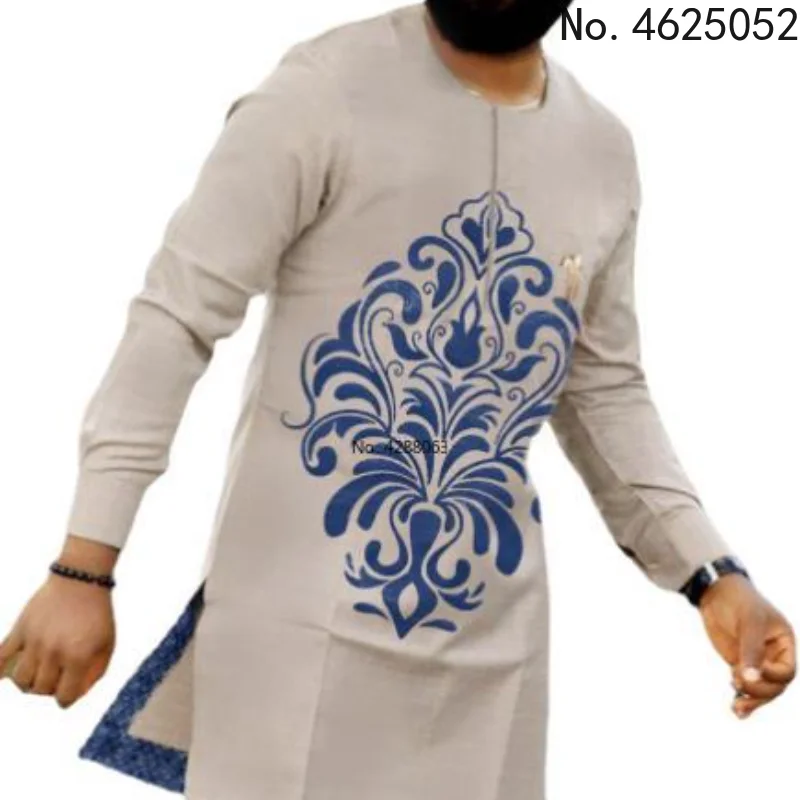 

Fashion Style Spring Autumn African Men Long Sleeve Dashiki Polyester T-shirt and Suit African Men Top and without Pant