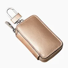 

Neat Fine Hardware Buckle Split Cow Leather Zipper Style Multi-Function Car Key Protection Holder Bag
