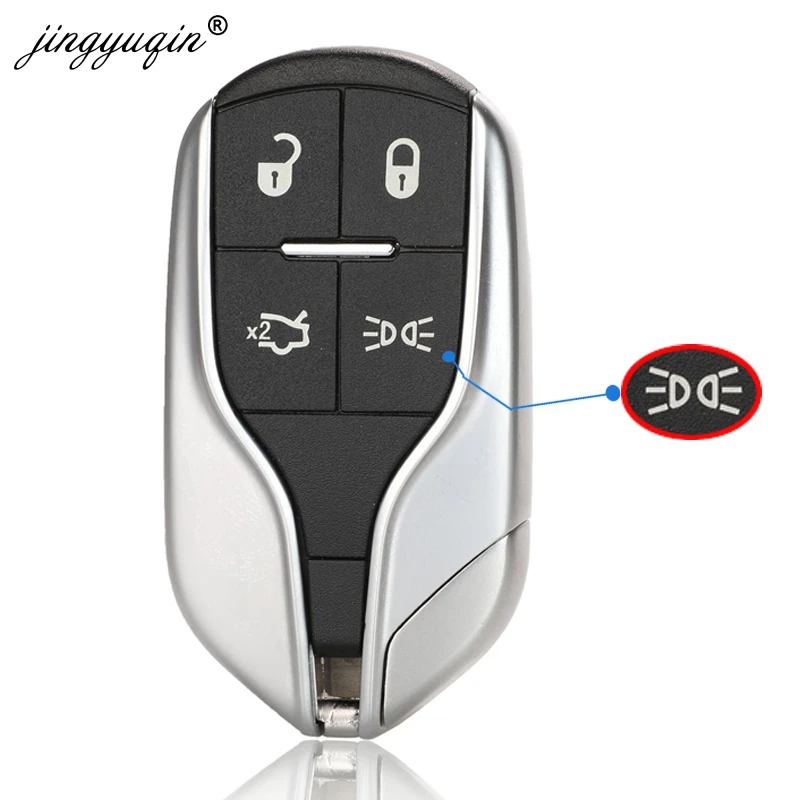 

jingyuqin Luxury 4 Buttons Smart Card Remote key Shell for Maserati President Ghibli Quattroporte Levant Key Case Replacement