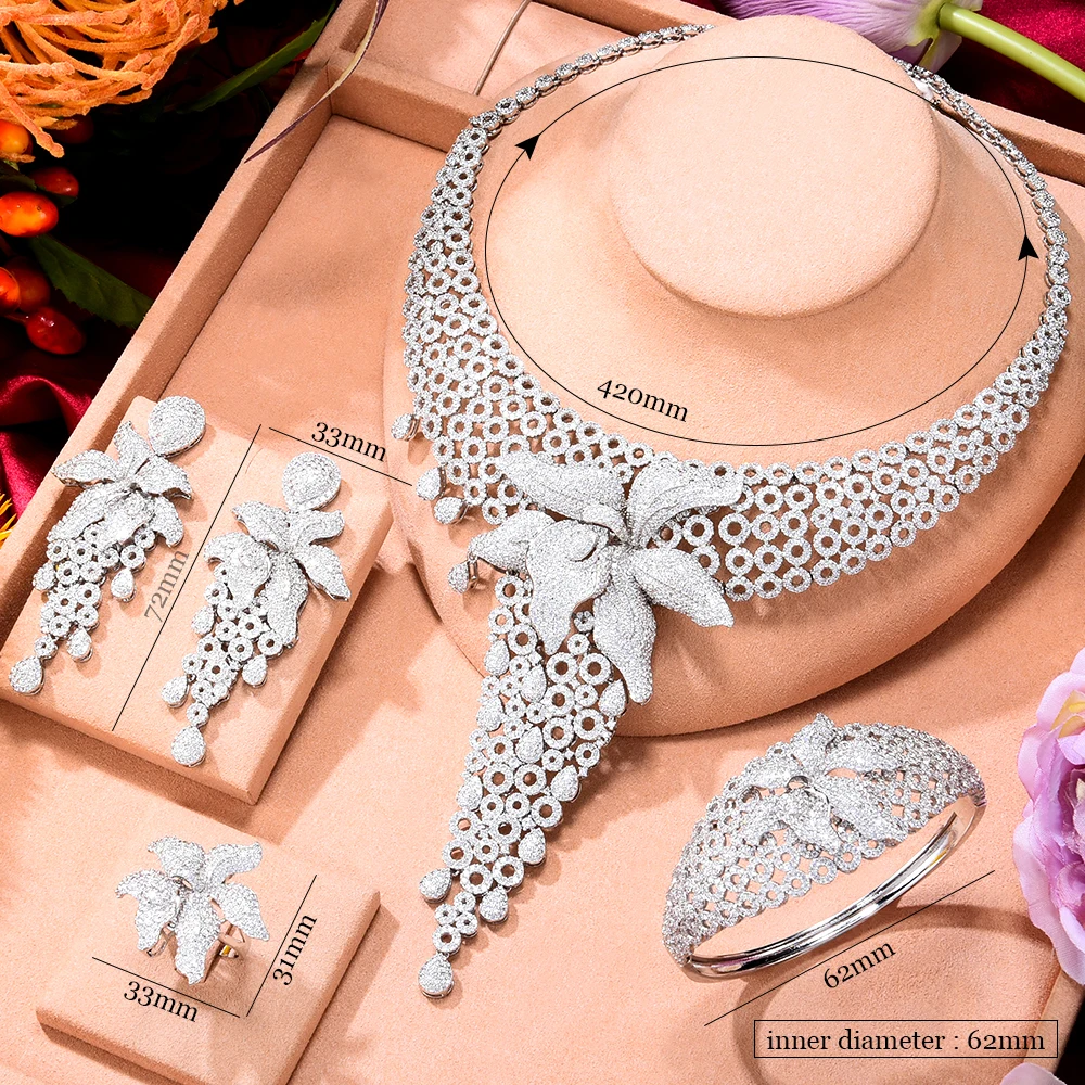GODKI – ensemble de bijoux de luxe pour femmes, collier avec étoile de mer, mariage nigérian, Naija, mariée, zircone cubique, dubaï, 4 pièces