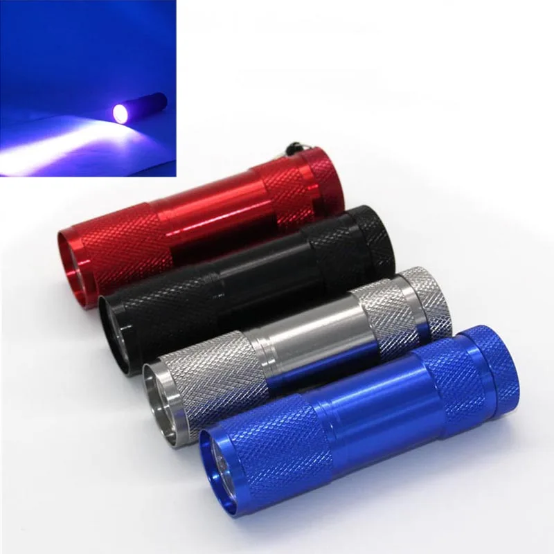 

Professional Fluorescent Agent Detection UV Flashlights Portable 9 LED Mini UV 395nm Led Torch Lamp Purple Violet Light