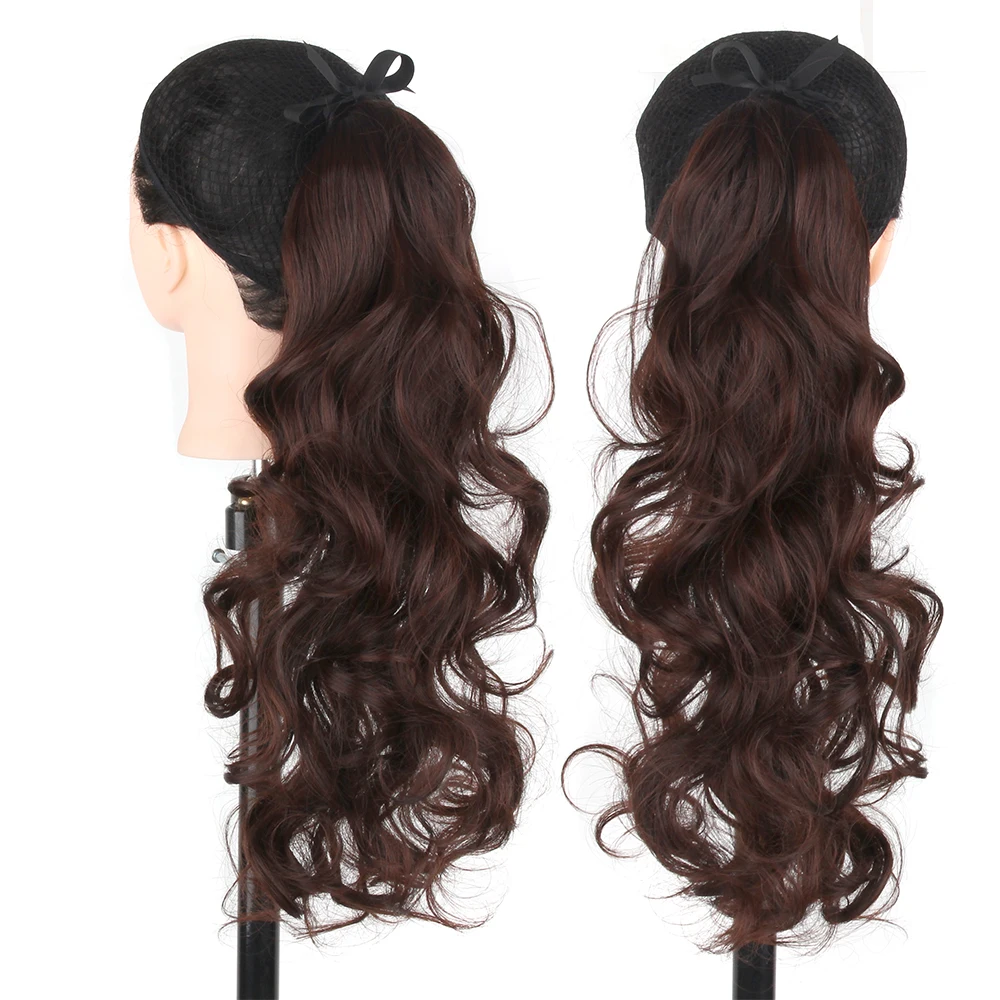 

Xnaira Long Curly Ponytail Synthetic Light Brown Ponytail Clip In Hair Ponytail Hair Extensions Heat Resistant Ribbon Tail Hair