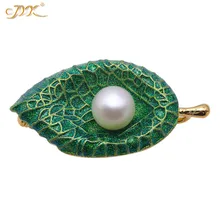 JYX New Leaf shape 10.5mm natural freshwater pearls pins shinning zircon elegant gift