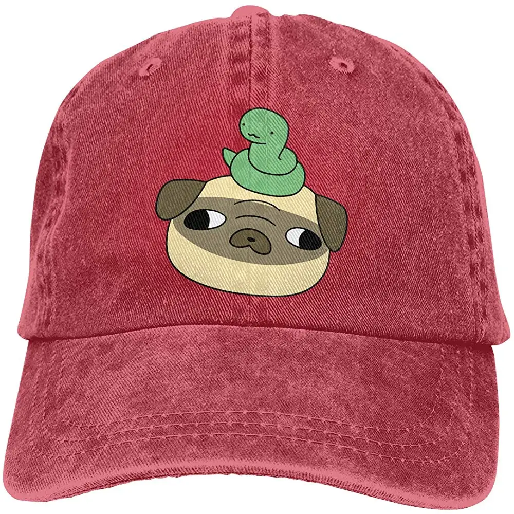 Бейсбольная кепка из окрашенной джинсовой ткани унисекс с мордочкой мопса и змеиным принтом Snapback