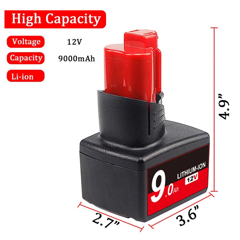 Bonacell 48-11-2460 9000mAh 12v rechargeable battery for milwaukee m12 XC Cordless Tools 48-11-2402 48-11-2411 Milwaukee tool