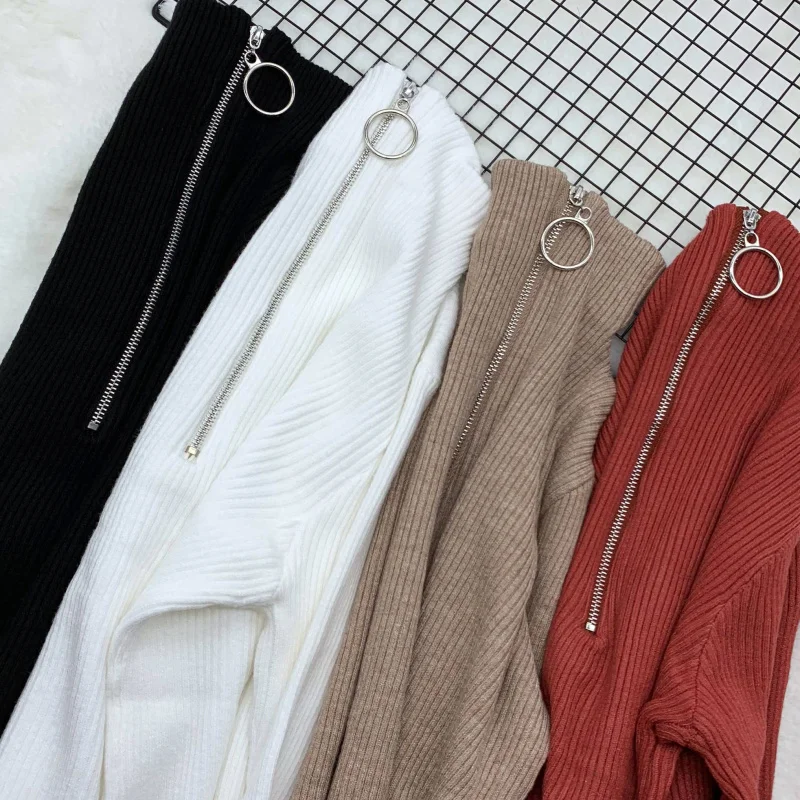 Kintted Thickening Women Sweater Solid Color Long Sleeve Jumpers Korean Slim Fashion Autumn Winter Pullover Black White Khaki Kintted Thickening Women Sweater Solid Color Long Sleeve Jumpers Korean Slim Fashion Autumn Winter Pullover Black White Khaki