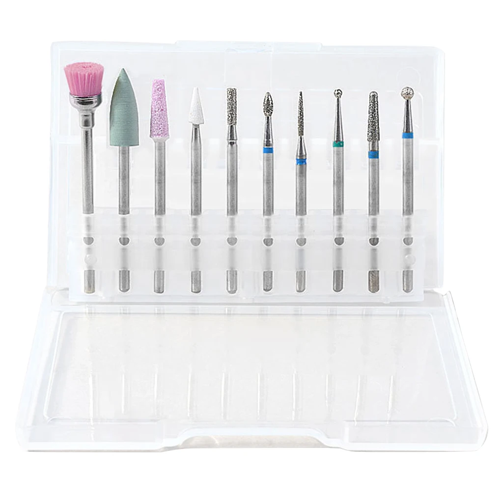 10pcs/set Nail Art Grinding Drill Bits Electric Manicure Machine Tips Brush Polishing Tools