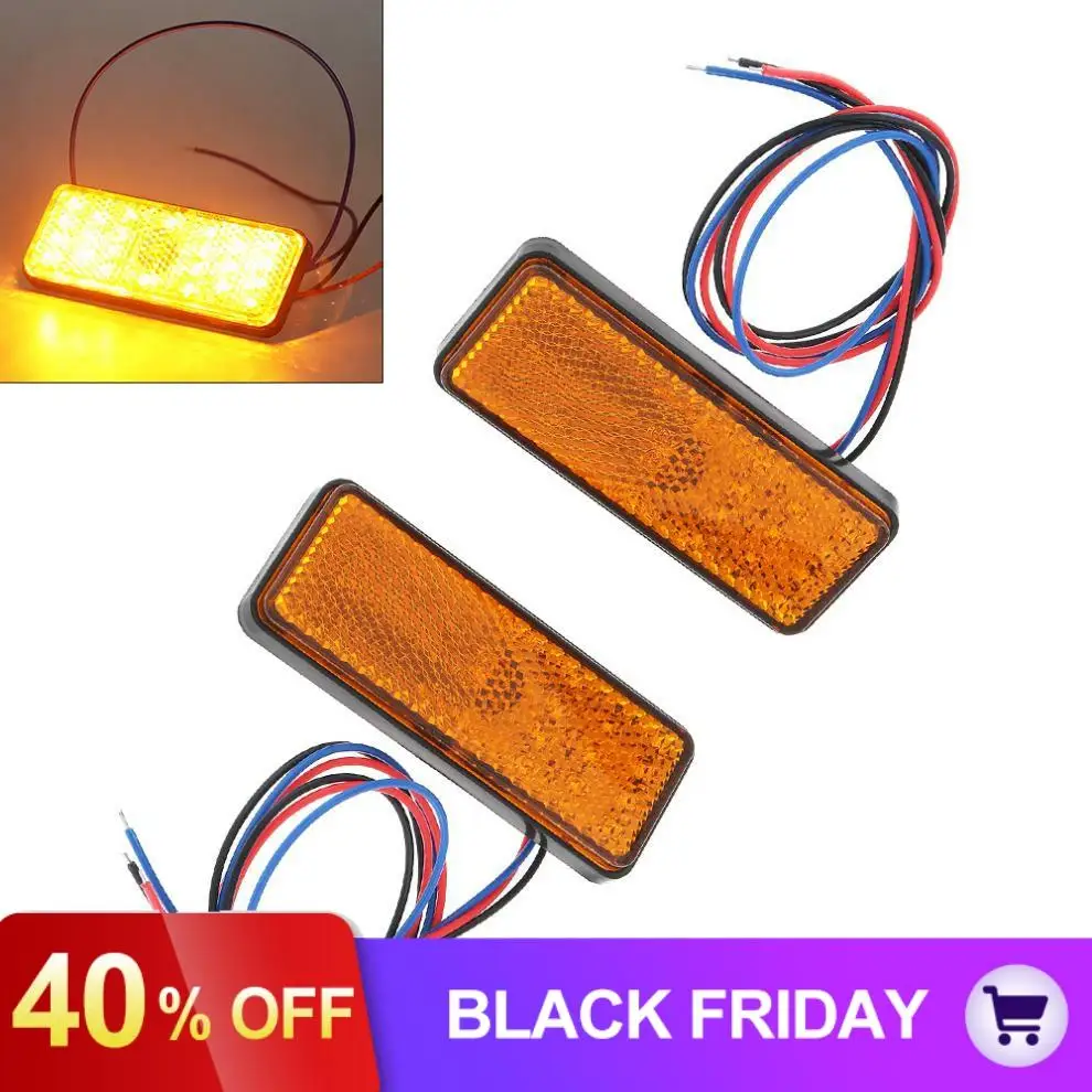 2 шт. желтый мигающий задний светильник для мотоцикла Прямоугольный Отражатель