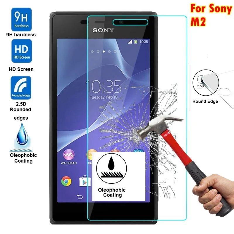For Sony M2 2.5D 0.3mm 9H Premium Tempered Glass Xperia With Retail Box Screen Anti Shatter Protector Film M 2 glass | Мобильные
