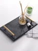Nordic Home Decor Light Luxurious Natural Marble Jewelry Storage Tray With Gold Handle Trinket Ring Plate Wedding Gift 2