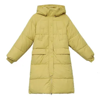 

Winter Jacket Women Loose Wind Easing Thickening Warm Cotton-Padded Clothes Girls Long Bread Hoodie Coat Parka Jacket Large Size