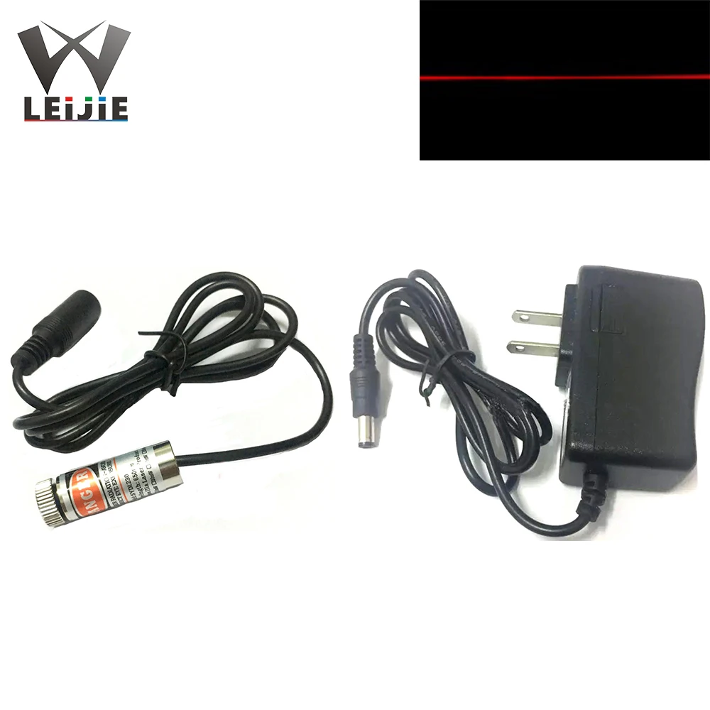 650nm 5mW Line 12*35mm Focusable 5V Red Laser Module 12mm LED LD Module with 5V Adapter Plug