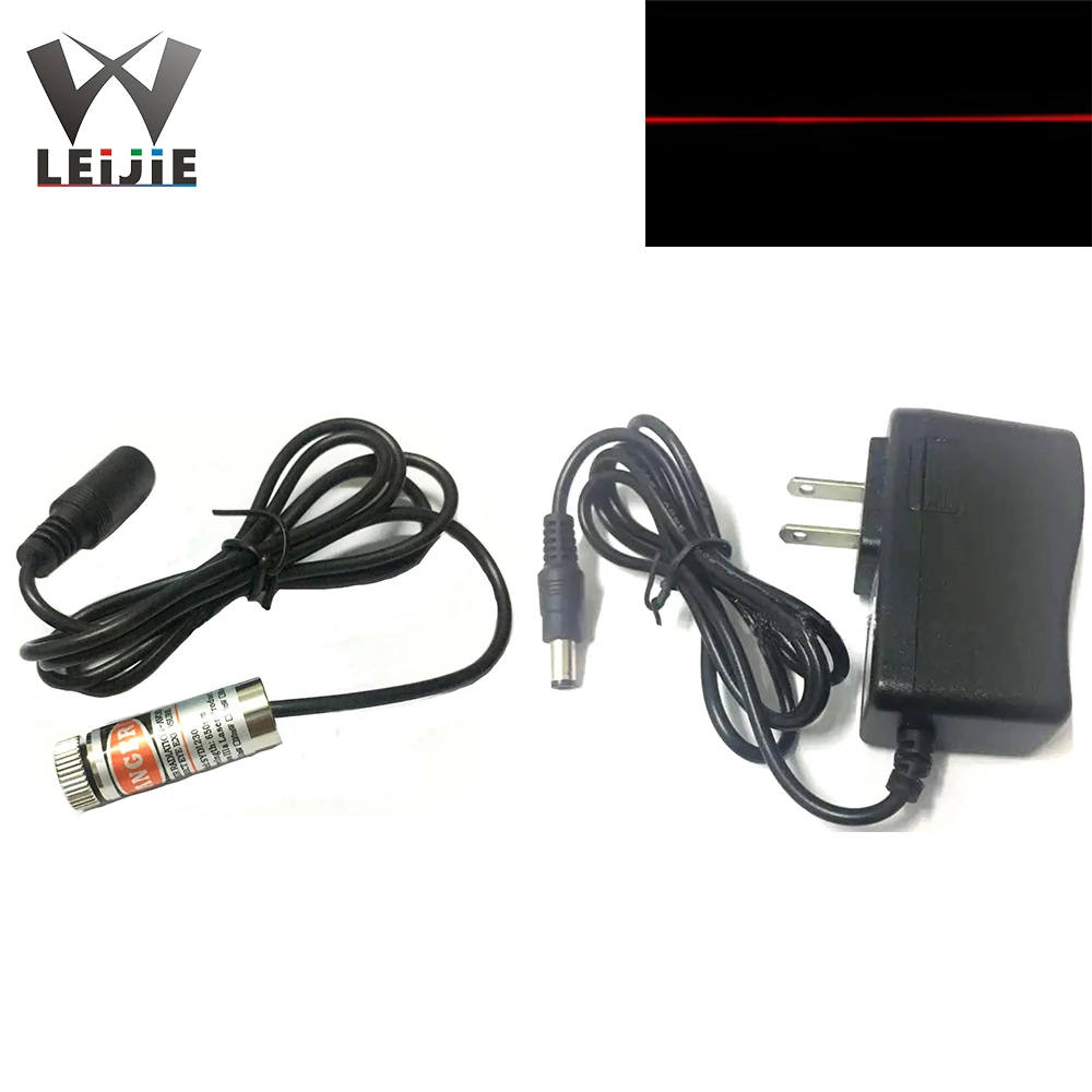 

650nm 5mW Line 12*35mm Focusable 5V Red Laser Module 12mm LED LD Module with 5V Adapter Plug