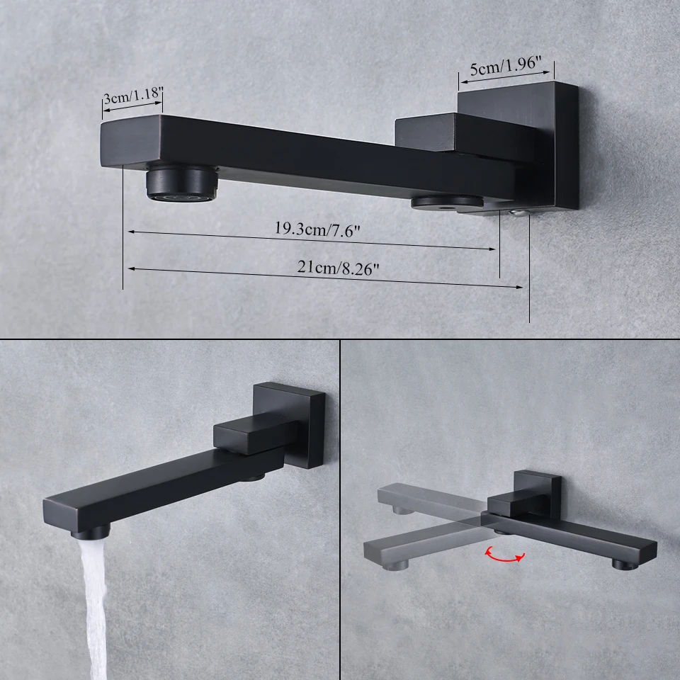 Uythner Bathroom Black Shower Faucet Set Rainfall Head Wall Mounted Bath Shower System Hand Sprayer Bathtub Faucet Mixer