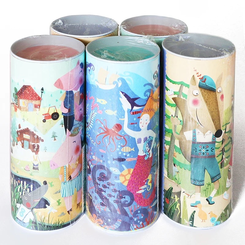 

Barreled cartoon paper 63PCS puzzle game educational creative toys brain teaser kid gift learning toy for children >3 years old