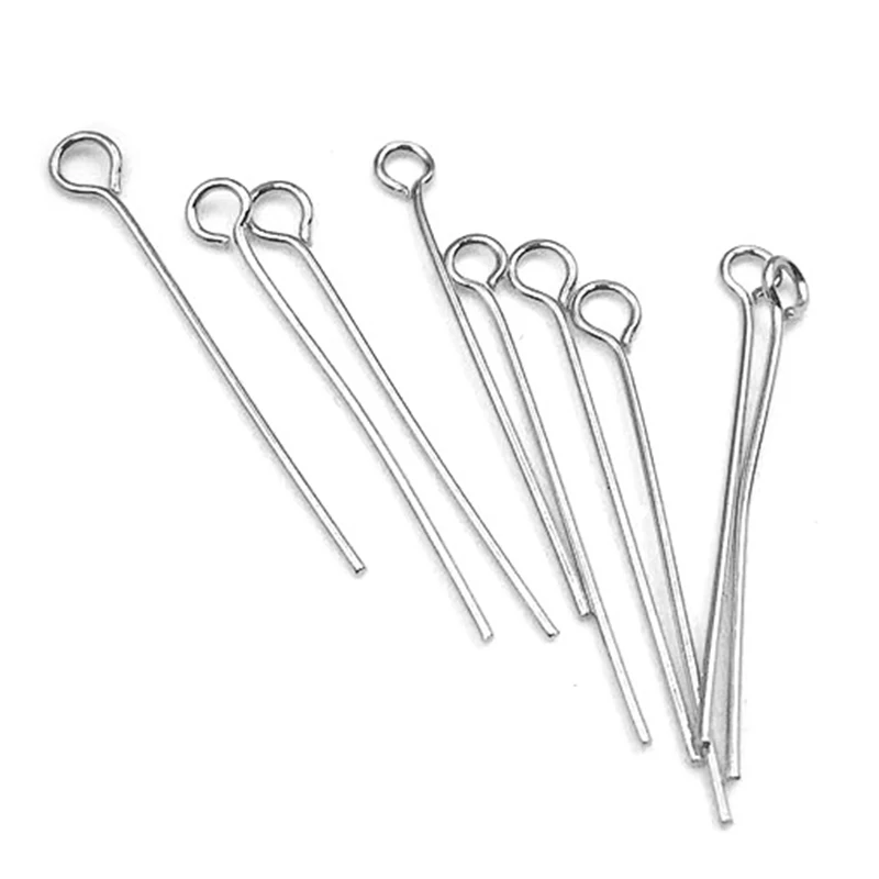 

200pcs/Lot No Fade Stainless Steel Eye Pins 20mm 25mm 30mm Findings Eye Head Pins For Jewelry Making DIY Supplies Accessories