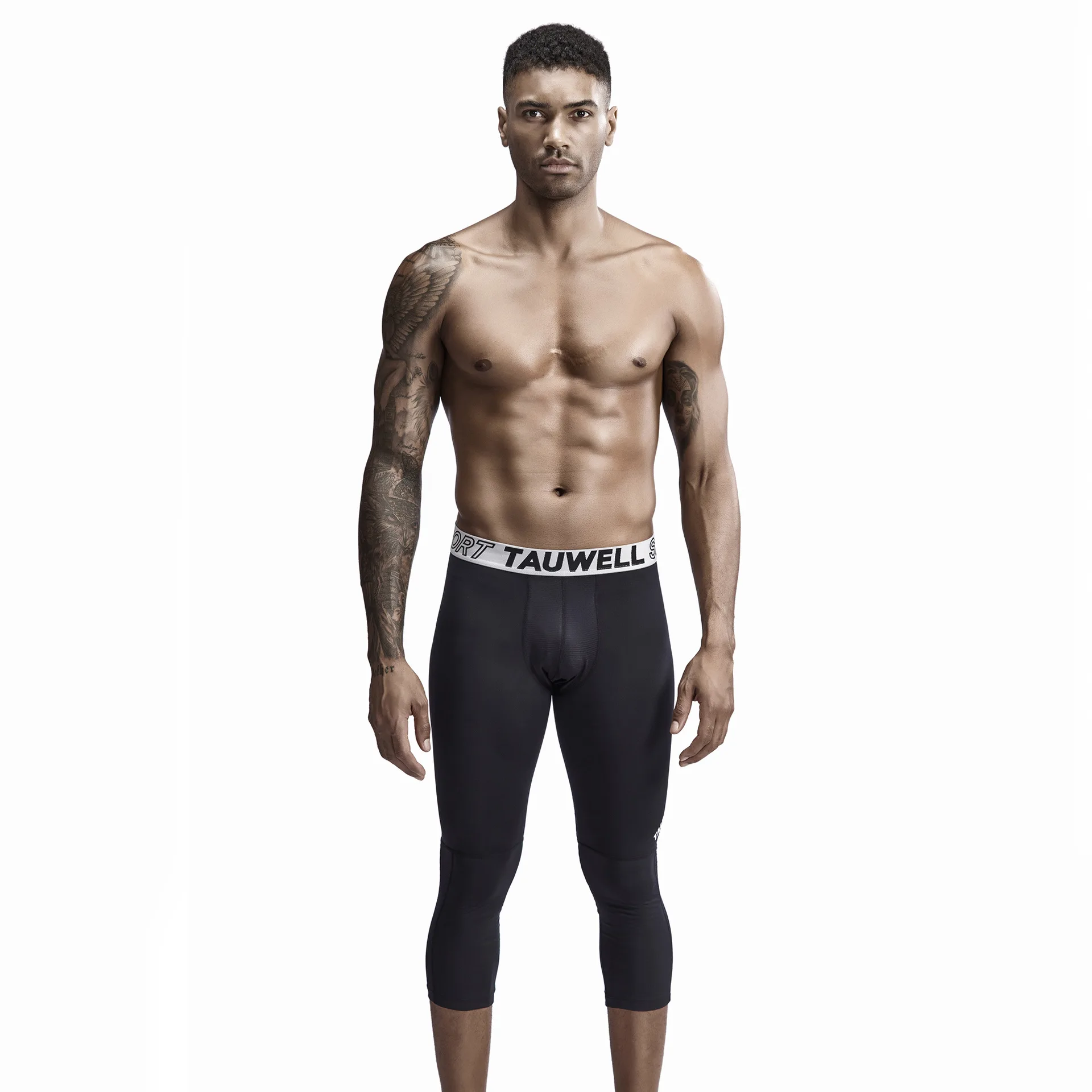 

2019TAUWELL for New Style Fitness Pants Men's Elasticity Tight-Fit Capri Athletic Pants Foreign Trade Amazon Hot Sales
