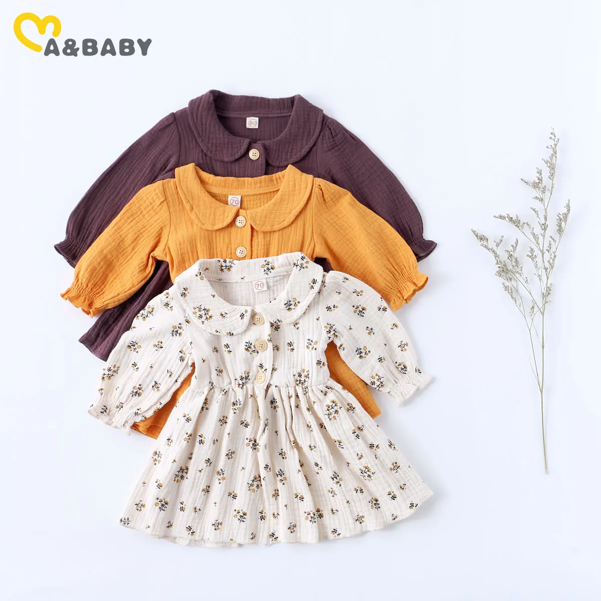 0-4Y Vintage Toddler Baby Kid Girls Dress Flower Long Sleeve Ruffles A line For Autumn Spring Costumes | Детская одежда и обувь