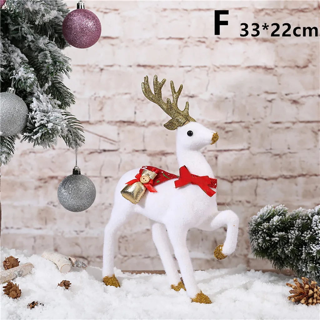 Navidad Christmas White Deer Simulation Deer Home Decoration Elk Doll Animal Model christmas decorations for home