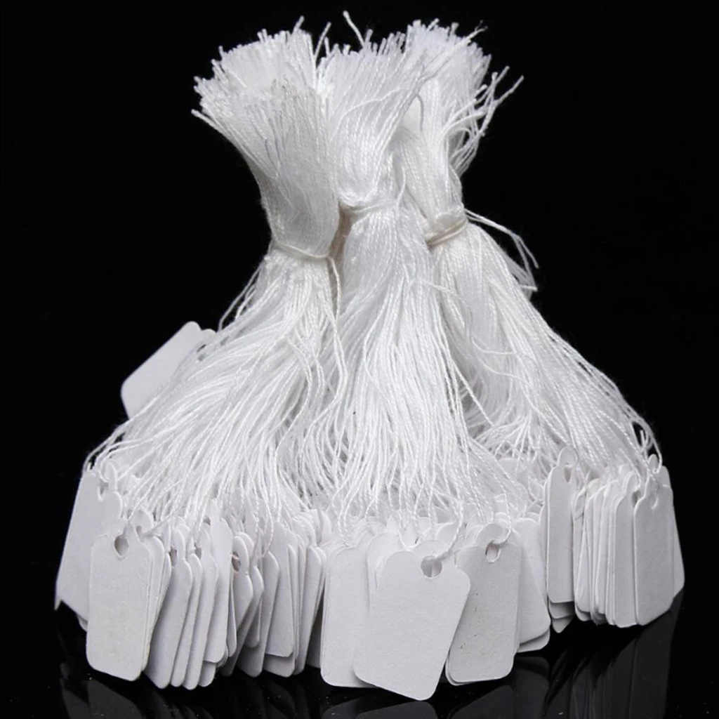 Pack of 100pcs White Blank Marking Tag Price Labels Display Tags with Wire Ties - 23 x 13 mm 0.9 x 0.5 inch