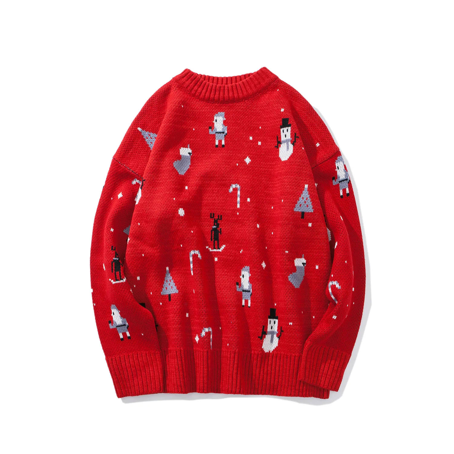 Винтажный Красный Рождественский свитер женский зимний Уродливый Рождественский свитер s мужской уличный Повседневный свободный Рождественский свитер для влюбленных
