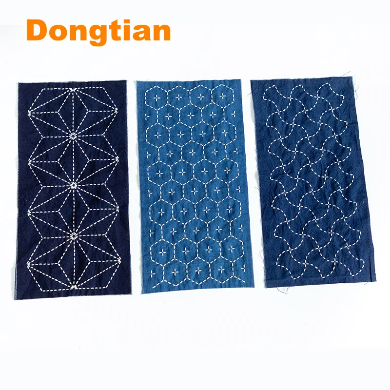 

Pre-Printed Sashiko Fabric With Three Classic Patterns Sashiko Sampler Home Decoration