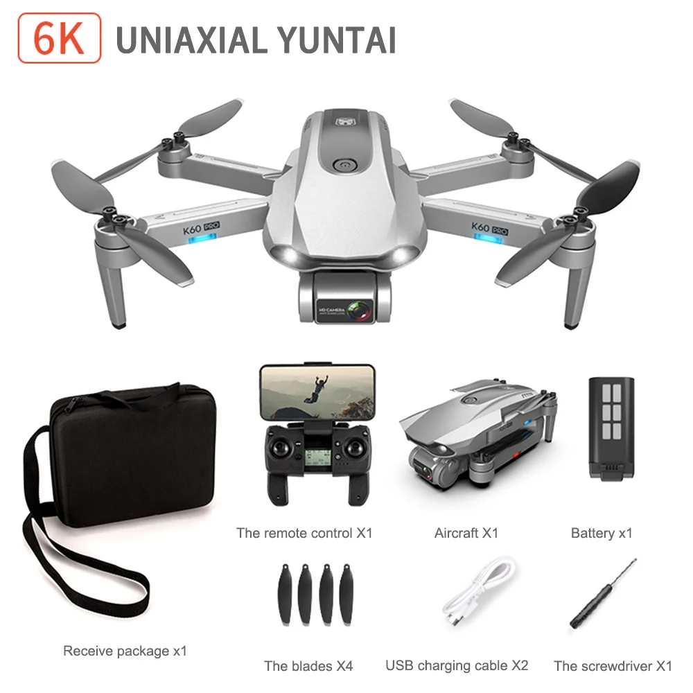 K60 Дрон 6k HD Двойная камера низкого давления однонаправленное gimbal с разрешением 4k