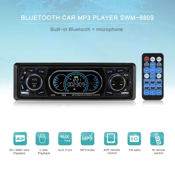 

Hot Bluetooth 1-Din Car Stereo Audio In-Dash MP3 Radio Player Support USB/TF/AUX/FM Receiver with Wireless Remote Controller
