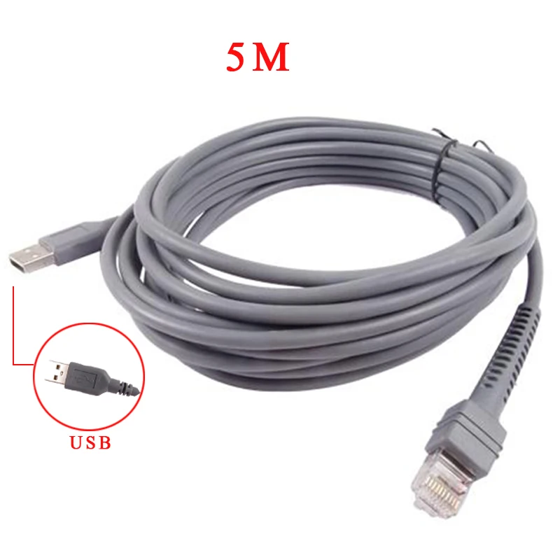 Новый USB кабель 5 м к RJ45 для Symbol Motorola LS2208 LS4278 LS7808 M2007 M2004 M2005 CBA U01 S07ZAR сканер штрих
