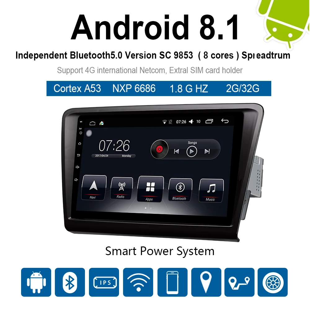 Clearance Car Multimedia player 1 Din Android 8.1 Car DVD For Volkswagen Skoda rapid 2013-2018 9" 4G/32G/64G touch screen Car Radio GPS 2