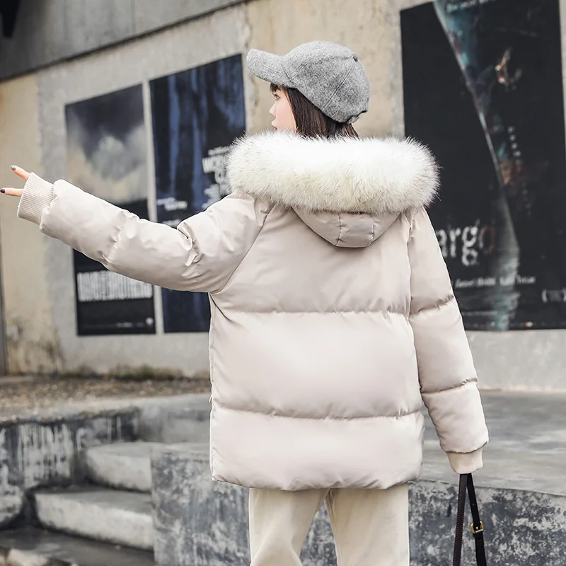 FICUSRONG, повседневная короткая женская зимняя куртка, пальто с меховым воротником, пуховики, осенняя куртка, женское теплое пальто с капюшоном