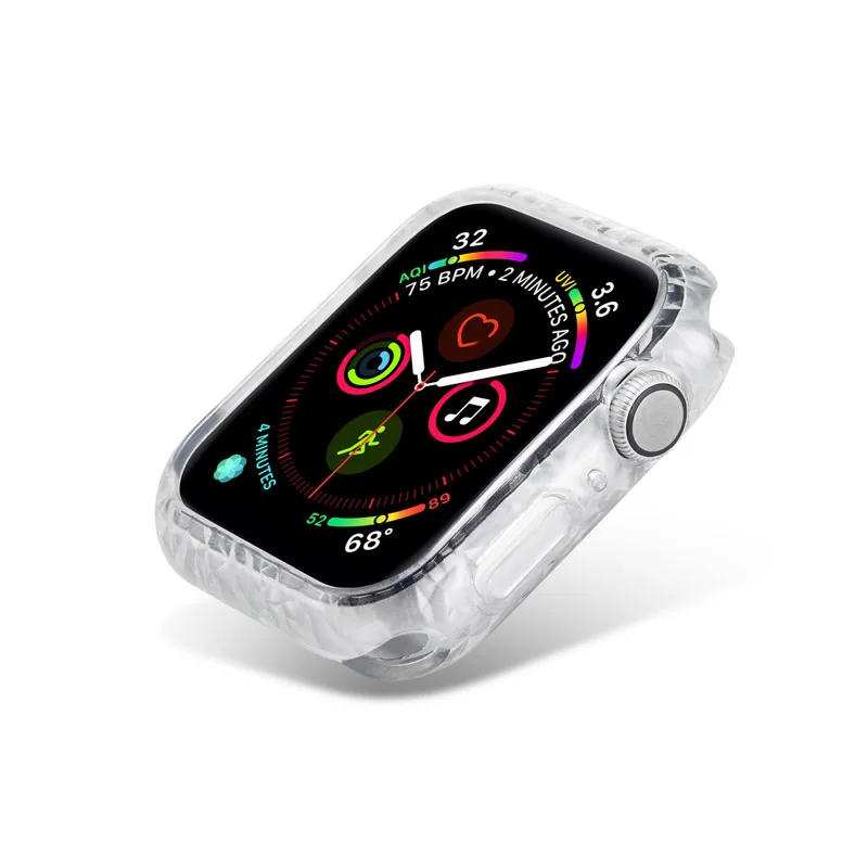 Чехол с противоскользящей рамкой для Apple Watch 44 мм 40 мм iWatch Series 4 5 Чехол прозрачный мягкий силиконовый защитный чехол