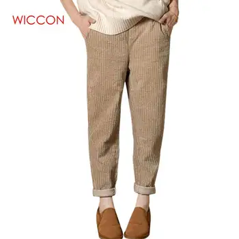 

Autumn New Women Casual Cute Corduroy Harem Pants Winter Loose Students Solid Fashion Elastic Band Brief Trousers Female M-3XL