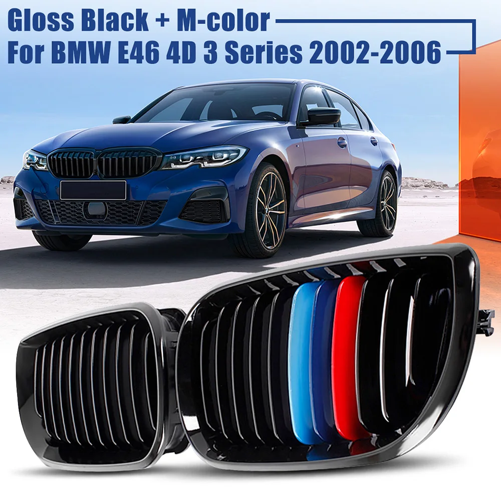1 пара черный глянец Замена решетки для B-MW E46 3 серии 4 двери 02-06 Facelift стайлинга автомобилей