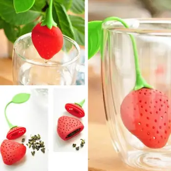 

Strawberry Shape Silicone Loose Tea Leaf Strainer Non-toxic Herbal Spice Infuser Filter Diffuser Kitchen Teaware Supplies