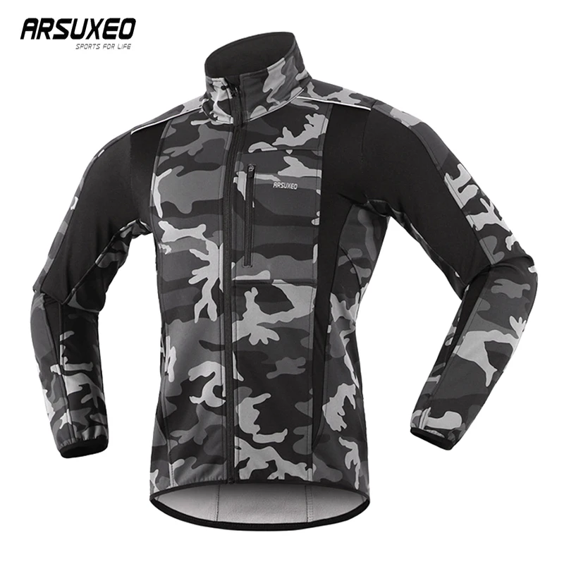 ARSUXEO, теплая куртка для велоспорта Mtb, для езды на велосипеде, зимняя, ночная, светоотражающая, теплая, велосипедная одежда, ветронепроницаемая, водонепроницаемая, мужская куртка для велоспорта, Джерси - Цвет: MCH