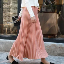 Женская Весенняя шифоновая юбка макси, осенняя Повседневная плиссированная разноцветная юбка, Дамская мода, высокая талия, женские длинные юбки, Mujer