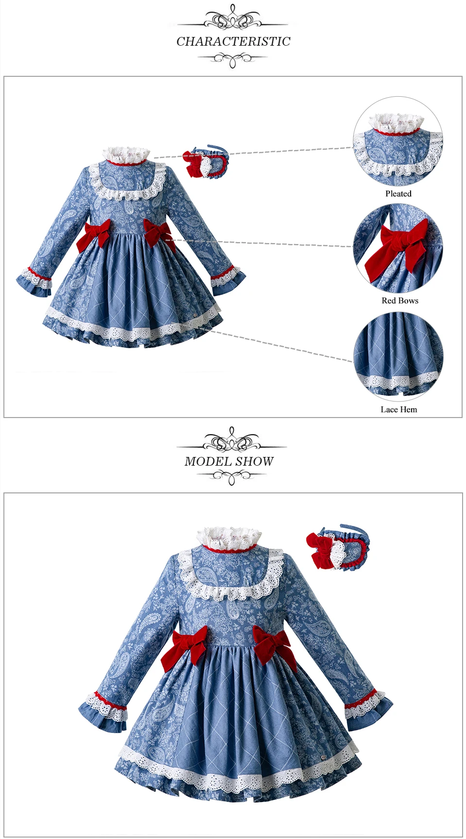 Симпатичная одежда,, платье принцессы для девочек с цветочным принтом вечерние синий Высокая талия с банты, бутик Костюмы для детей EG-DMGD107-D50