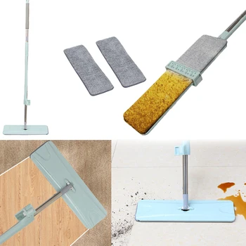 

Flat Mop Free Hand Washing Stainless Steel Handle Spin Mop Home House Office Cleaning Tool Microfiber Pad Kitchen Floor Clean