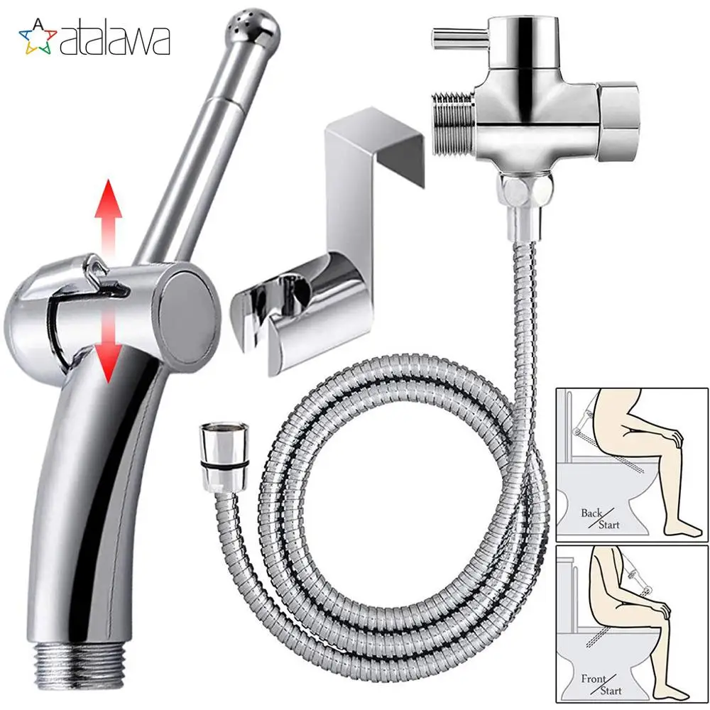 

Handheld Bidet Sprayer Set, Atalawa Curved Design Precision Water Pressure Control Toilet Hand Bidet Faucet Spray Gun #806