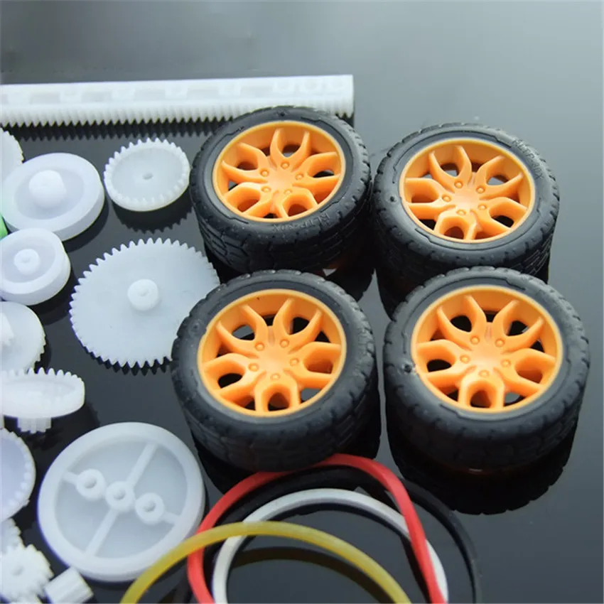 Model Gear Kit motor gear transmission gear Motor Axles Tires Bushings Copper Gears Bevels Racks Accessories For DIY Toy Car Gears Model Parts 78pcs/set